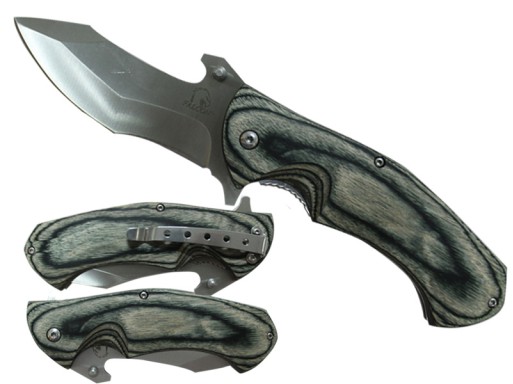 Spring Assisted Black Wood Handle Knife KS8180GY